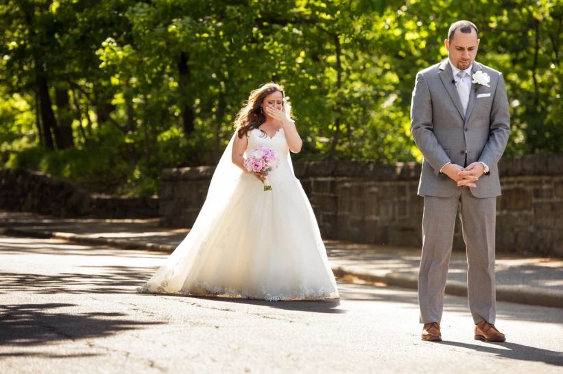 First look bride and groom