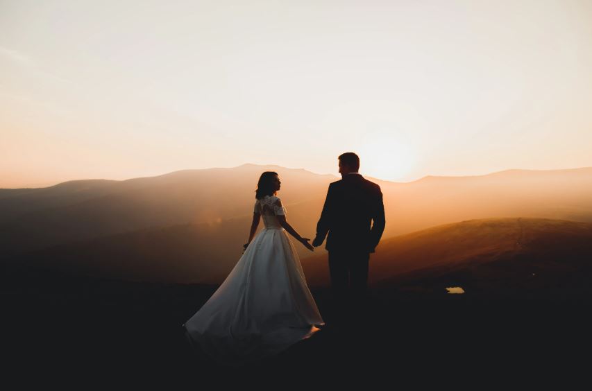 Wedding during sunset